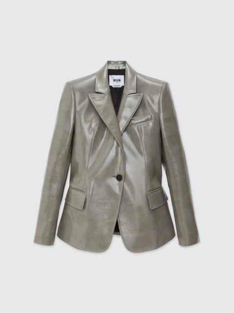 MSGM Grey patent leather single-breasted jacket