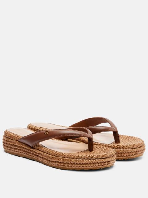 Gianvito Rossi Tahiti jute-trimmed leather platform thong sandals