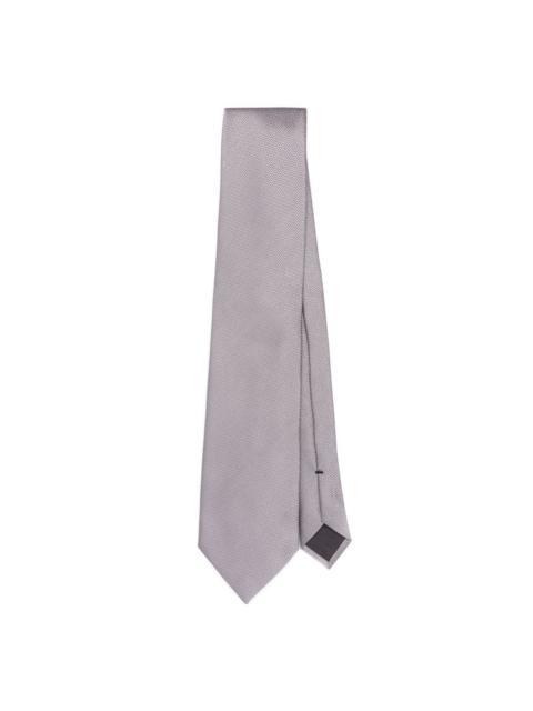 geometric-pattern print silk-blend tie