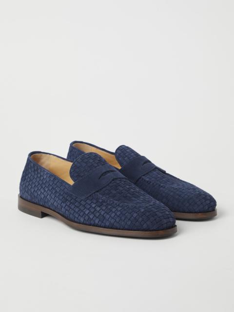 Brunello Cucinelli Woven suede penny loafers