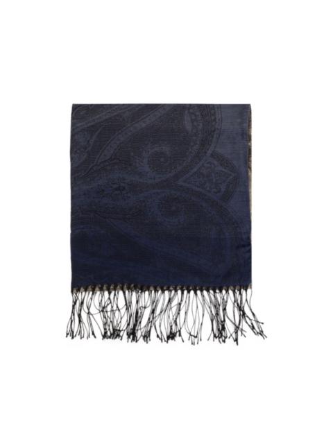Etro paisley-jacquard fringed scarf