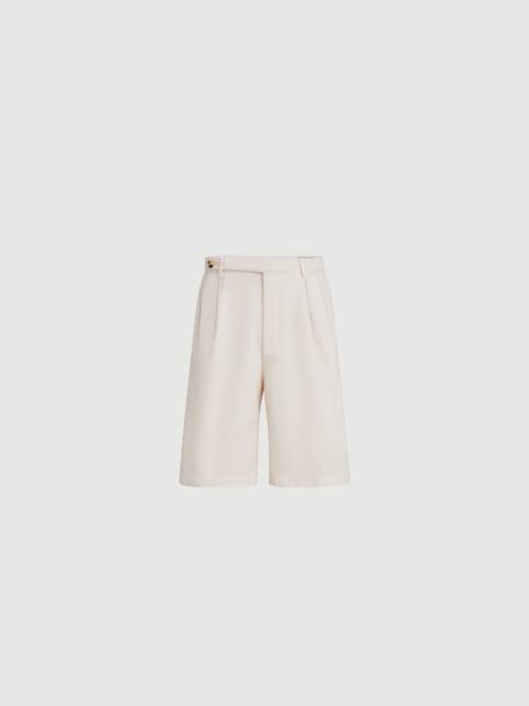Brunello Cucinelli Garment-dyed Bermuda shorts in twisted cotton gabardine with pleats and tabbed waistband