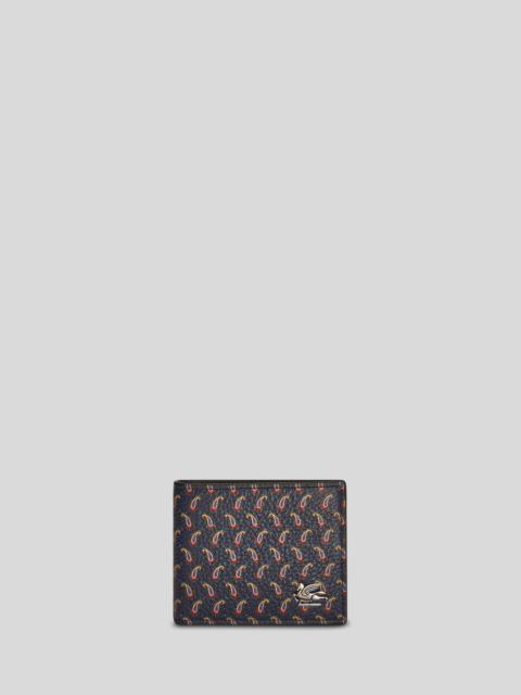 Etro MICRO PAISLEY LEATHER WALLET WITH PEGASO