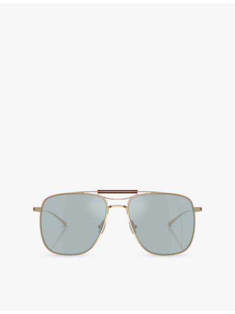 Brunello Cucinelli BC2024ST Square-Frame Metal Sunglasses