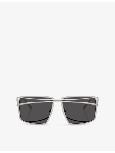 Prada PR C55S Irregular-Frame Metal Sunglasses