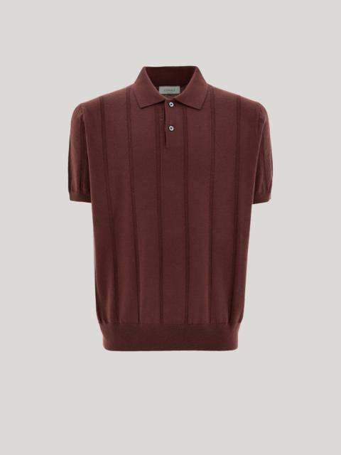Canali BURGUNDY EXTRA-FINE MERINO WOOL POLO SHIRT