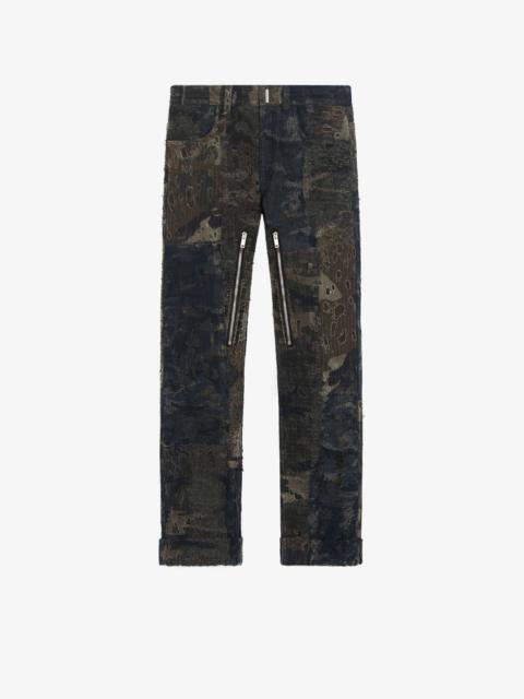 Givenchy CAMOUFLAGE PRINTED JEANS IN BORO EFFECT DENIM