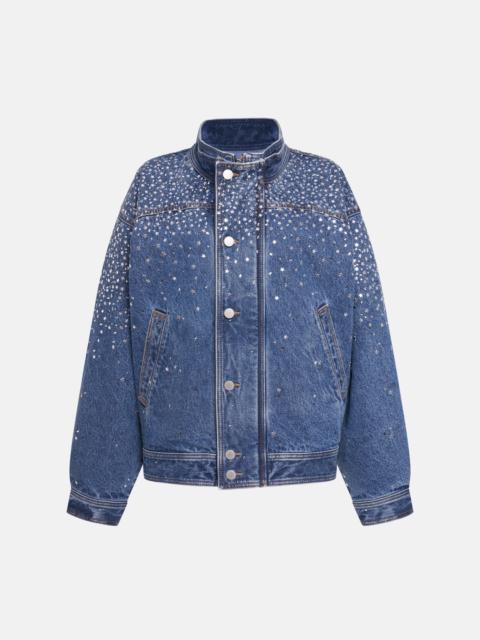 Alessandra Rich DENIM BOMBER WITH HOTFIX