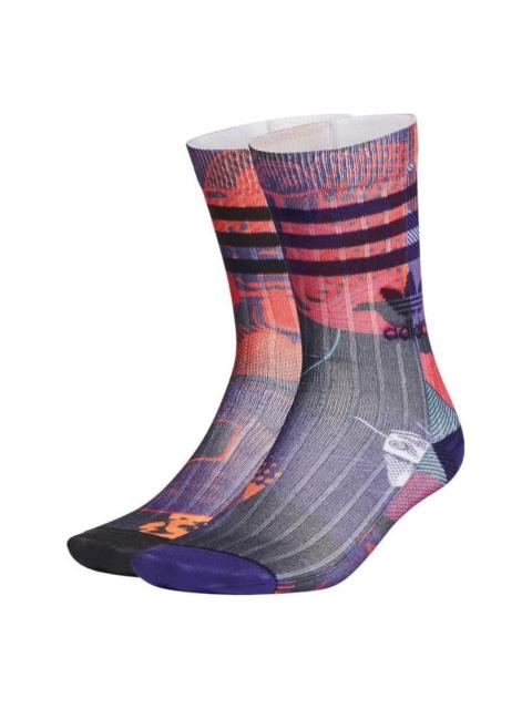 adidas adidas originals Colorblock Stripe Casual Socks Unisex One Pair Multicolor GT6663