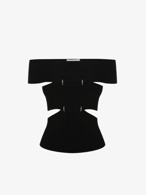 Alexander McQueen Women's Off-the-shoulder Slashed Top in Black