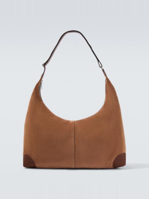 Brunello Cucinelli Leather-trimmed suede shoulder bag