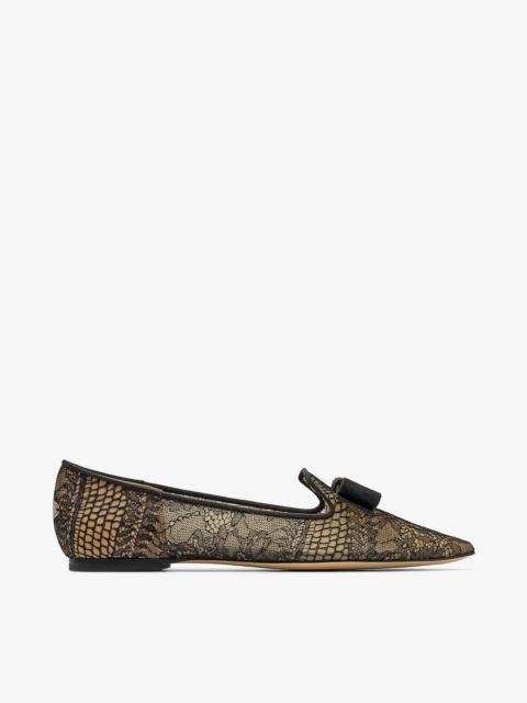 JIMMY CHOO Gala
Black Metallic Lace and Glitter Flats