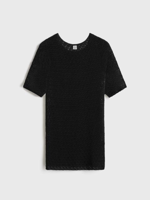 Short-sleeve crochet top black