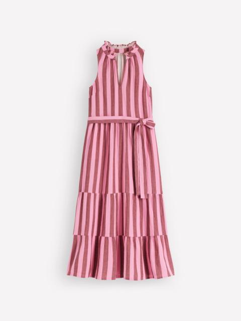 BODEN Viv Double Cloth Maxi Dress-Brown Pink Stripe
