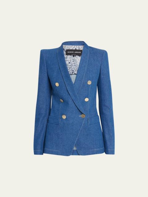 GIORGIO ARMANI Double-Breasted Denim Blazer