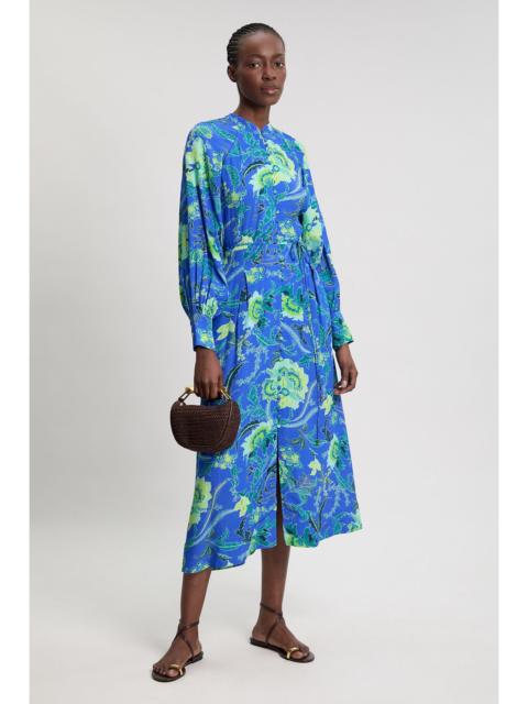 KAREN MILLEN Viscose Woven Cobalt Floral Midi Shirt dress