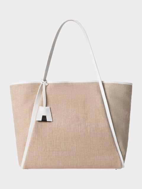 AKRIS Alex Raffia & Leather Tote Bag