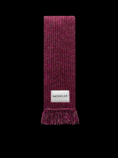 Moncler English Rib-Knit Logo Scarf