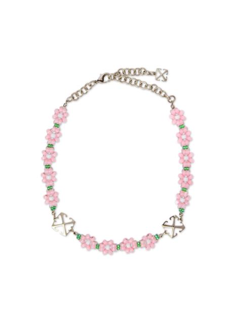 Off-White Pink Flowera Beads Chocker