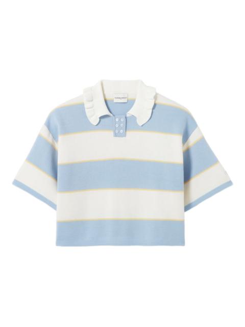 Claudie Pierlot striped ruffled-detail T-shirt