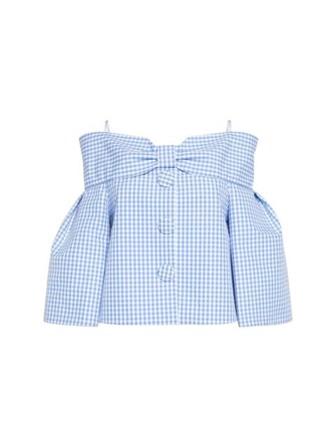 SHUSHU/TONG bow-detail gingham-check blouse