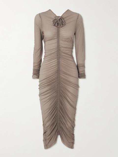 MAGDA BUTRYM Embellished Gathered Satin-jersey Midi Dress