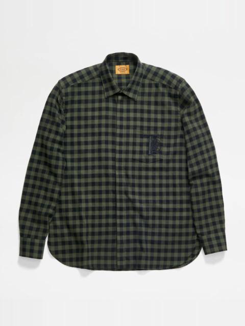 Tod's SHIRT IN VICHY FLANNEL - GREEN, BLACK