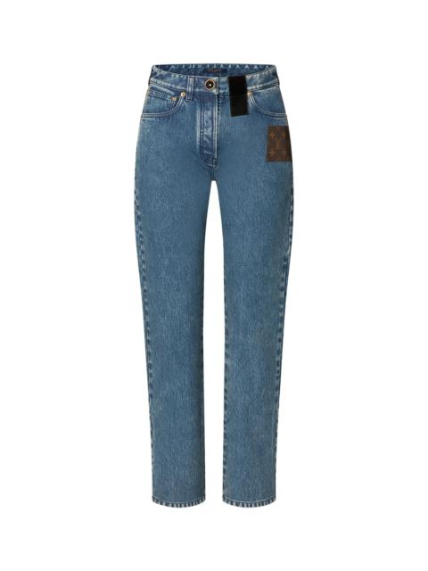 Louis Vuitton Faded Blue Monogram Patch Jeans