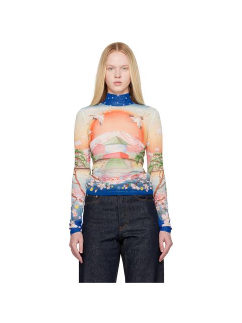 CASABLANCA Multicolor Printed Mesh Top