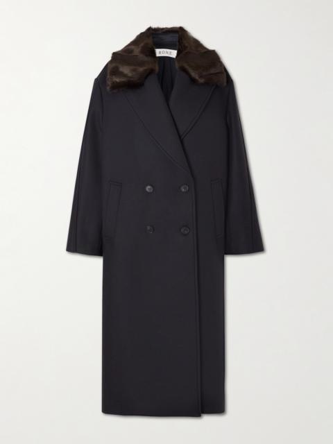 RÓHE Ezra Double-breasted Plush-trimmed Wool-blend Coat