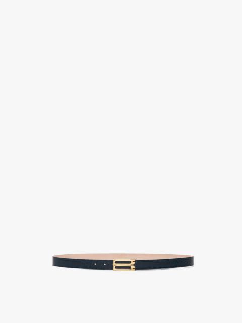 Victoria Beckham Frame Belt In Midnight Blue Croc Embossed Calf Leather