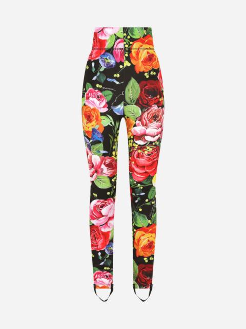 Dolce & Gabbana Run-resistant jersey leggings with bouquet print