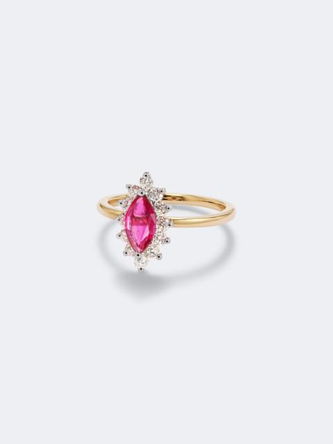 Yvonne Léon Pompadour 18kt gold ring with diamonds and ruby