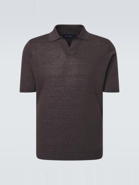 THOM SWEENEY Linen and cotton polo shirt