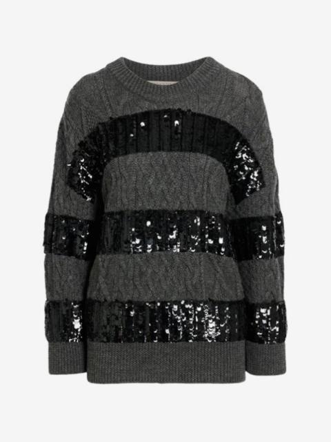 Valentino sequin-embellished cable-knit sweater