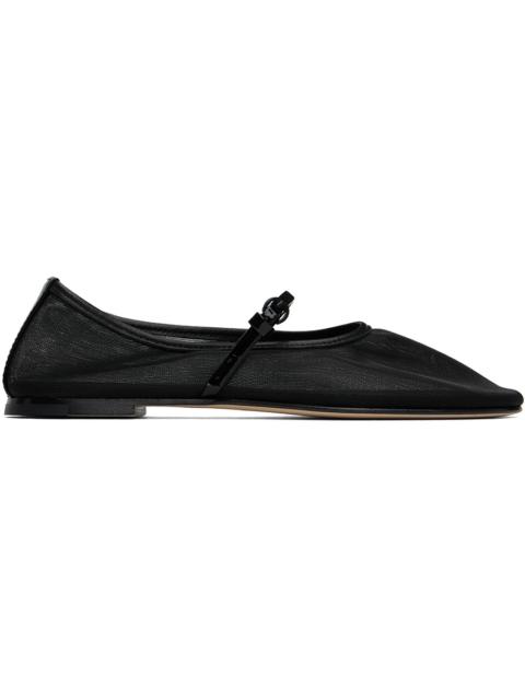DEAR FRANCES Black Balla Mesh Strap Ballerina Flats