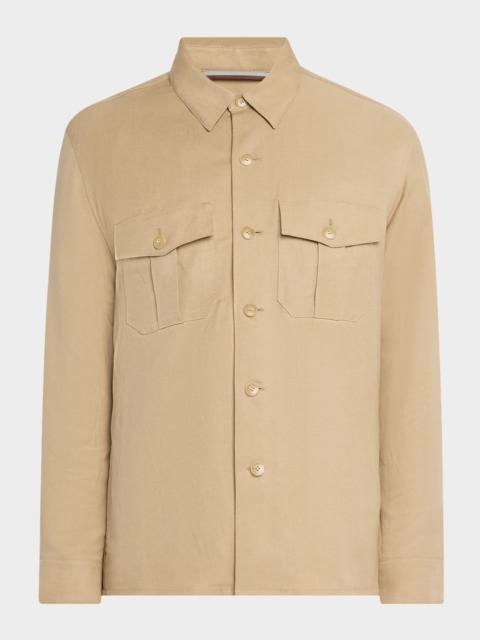 Canali Men's Linen and Silk Button-Front Overshirt