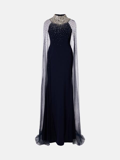JENNY PACKHAM Zadie caped embellished gown