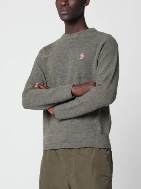 Moncler Grenoble Grey wool sweater with logo patch