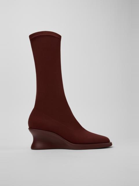 CAMPER Louise Burgundy Textile Ankle Boots for Women.