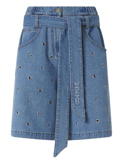 PINKO eyelet belted skirt