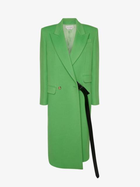 Alexander McQueen Women's Oversized Drop Hem Coat in Acid Green