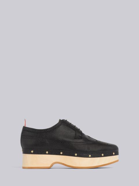 Thom Browne Black Pebbled Calfskin Longwing Brogue Clog