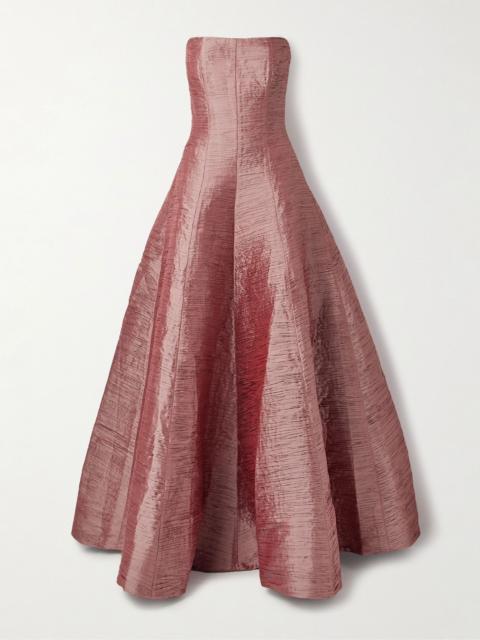 MARMAR HALIM Strapless plissé-taffeta gown Antique rose