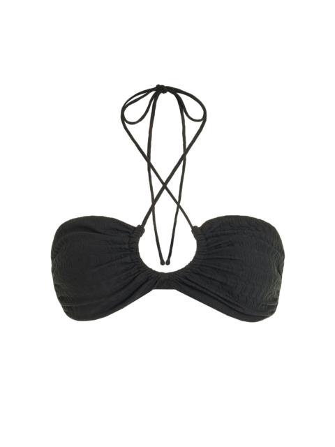 BY MALENE BIRGER Seabay Monogram Jacquard Bikini Top black