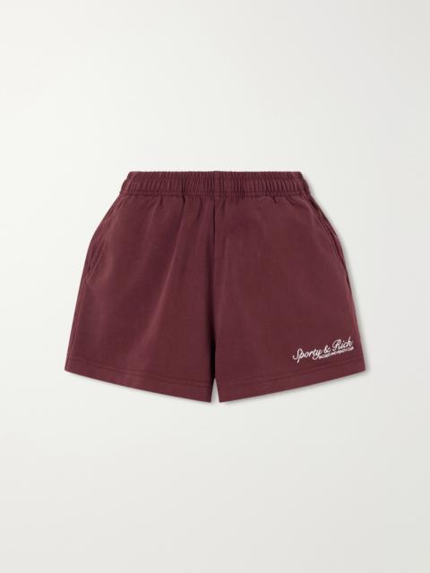 Sporty & Rich Syracuse Logo-embroidered Cotton-fleece Shorts
