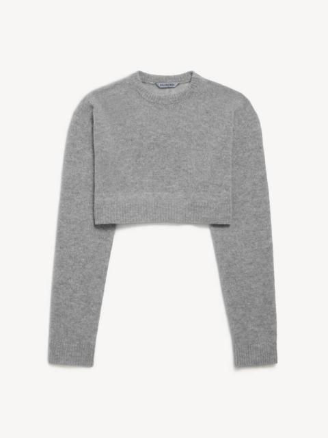 BALENCIAGA Women's Cropped Crewneck in Heather Grey
