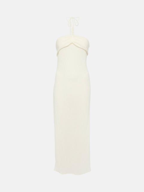 MAGDA BUTRYM Pearl-detail halterneck midi dress
