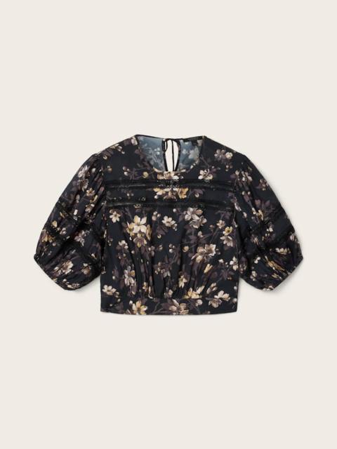 ALLSAINTS PEONY LACE TRIM CROPPED TOP