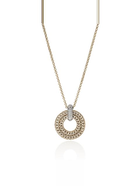 JOHN HARDY Icon Link Pendant Necklace, Gold, Diamonds, 2MM